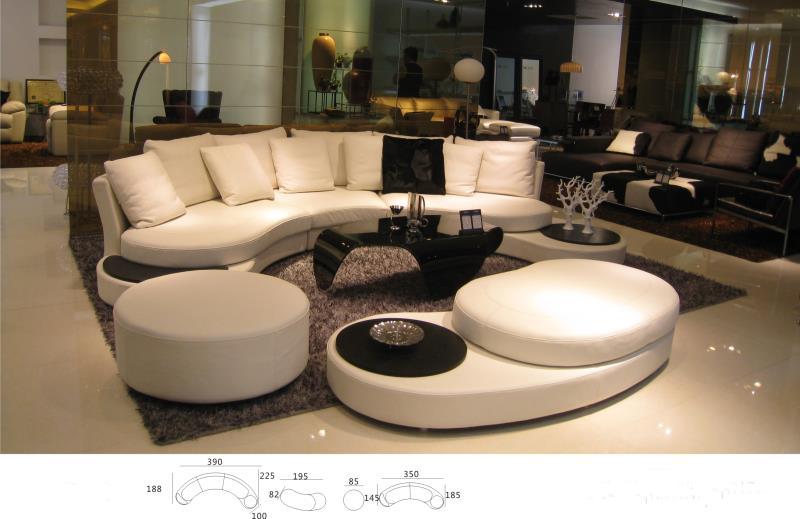Unique real cow Leather Sofa Living Room Sofa Set Modern Leather Sofa  Foshan home furniture arc shape modern style