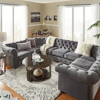 Knightsbridge Tufted Scroll Arm Chesterfield 9-seat U-shaped Sectional by  iNSPIRE Q Artisan