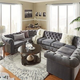 Knightsbridge Tufted Scroll Arm Chesterfield 9-seat U-shaped Sectional by  iNSPIRE Q Artisan