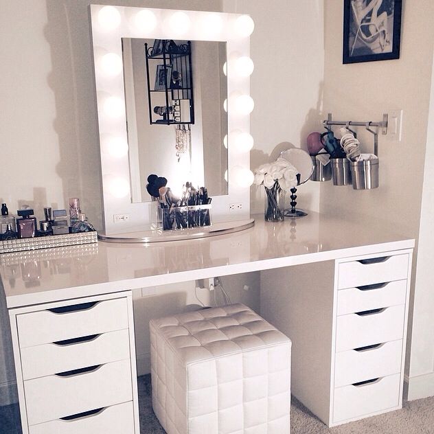 White Broadway Table Top Mirror turns Ikea desk and drawers into your  private sanctuary $399 www.Traveller Location