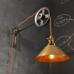 Vintage Industrial Pulley Lamp - Large (w/ Brass Cone Shade) u2014 DW