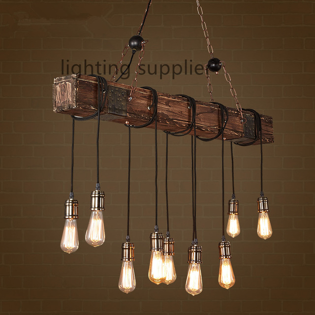 Loft Style Creative Wooden Droplight Edison Vintage Pendant Light