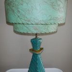 Vintage mid century modern retro table lamp aqua gold green