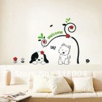 Two lovely dogs vinyl wall sticker decal kids room decor on sale,beautiful wall  art,retail and wholesale free shipping,150*100cm