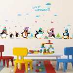 Penguin Present Wall Decal Sticker Kids Room Nursery Wall Art Mural Decor  Poster Penguin With Hat Wall Quote Applique Cute Penguin Art Wall Decal  Tree Wall