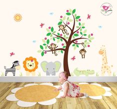 Kids Wall Decal Mural Jungle Decal by EnchantedInteriorsUK on Etsy Jungle Wall  Stickers, Nursery Wall
