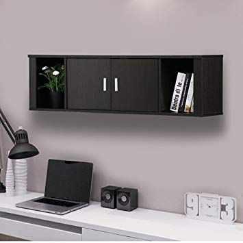 Amazon.com: Topeakmart Wall Mounted Floating Desk Hutch with Doors