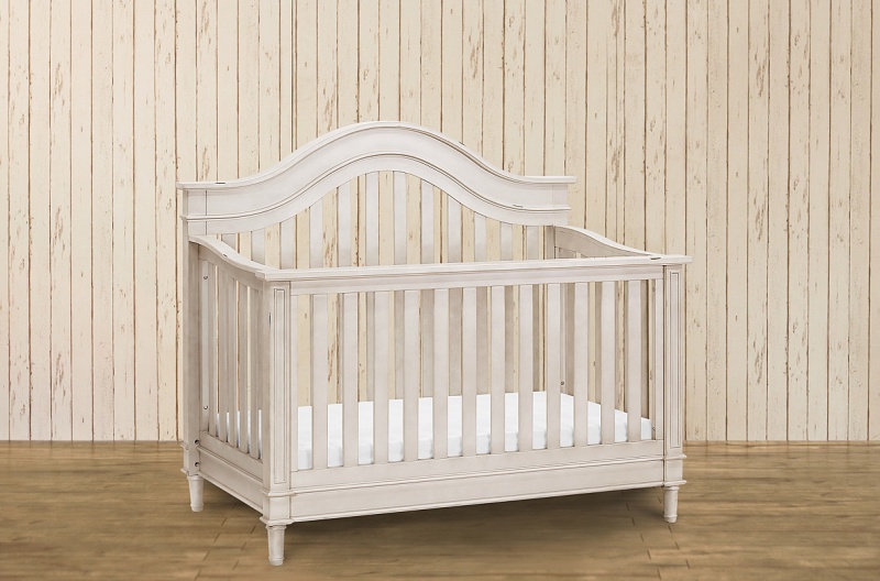 Amelia 4-in-1 Crib w/ Toddler Rail-Distressed White