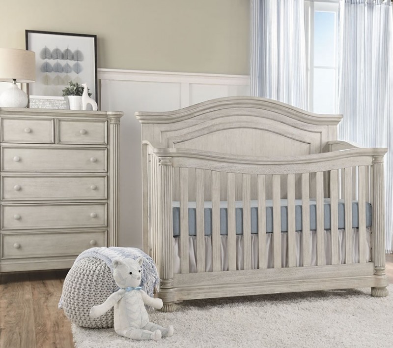 Kingsley Baby Charleston 2 Piece Nursery Set in Weathered White - Crib and  Chest