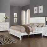 Roundhill Furniture Laveno 012 White Wood Bedroom Furniture Set, Includes  Queen Bed, Dresser,