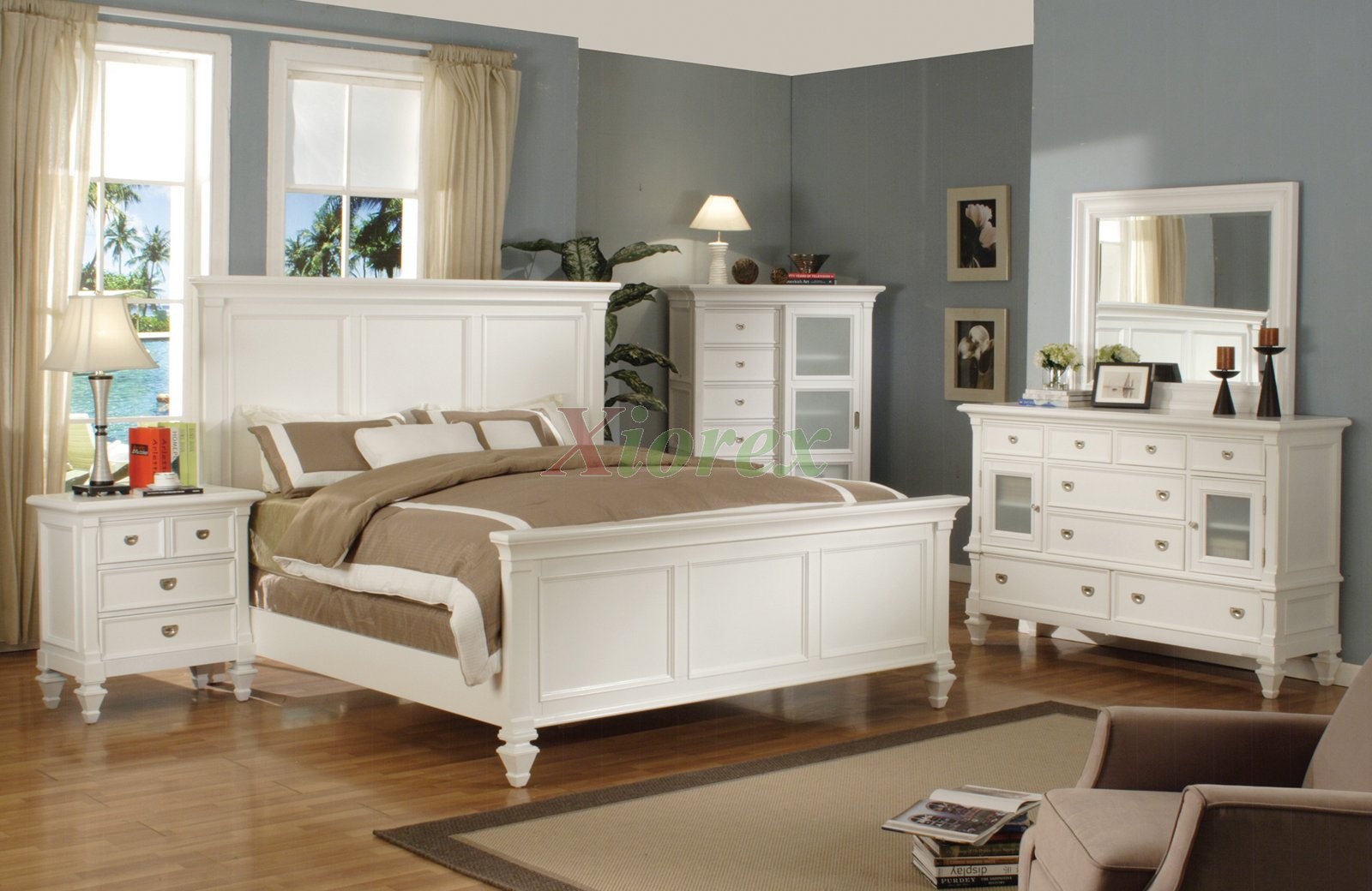 White Bedroom Set with Tall Headboard King and Queen Beds 126 | Xiorex