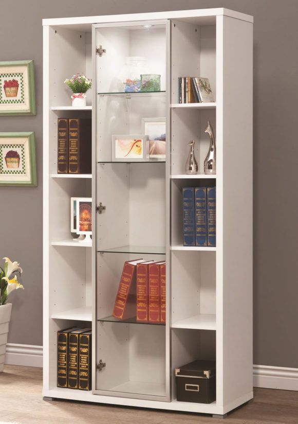 Furniture. Amazing White Bookcase With Glass Doors Design. White