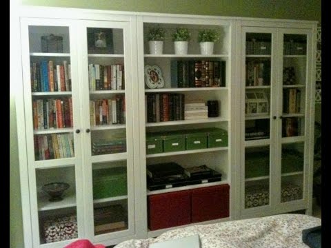 white bookshelf with glass doors - YouTube