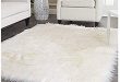 Elhouse Home Decor Square Rugs Faux Fur Sheepskin Area Rug Shaggy Carpet  Fluffy Rug for Baby Bedroom, 6ft x 6ft, White