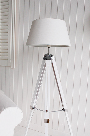 White Wooden Floor Lamp