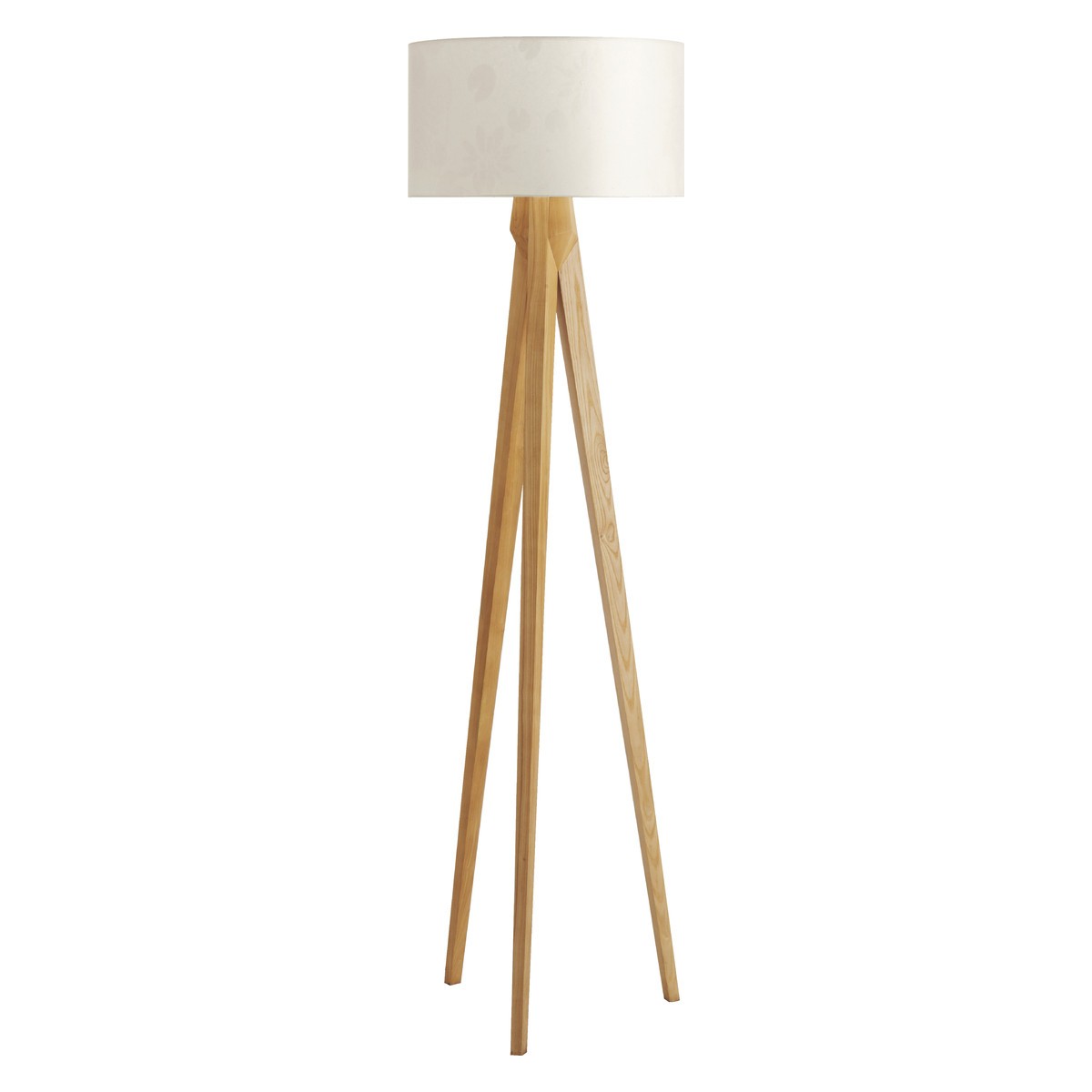 Care Instructions. Wipe clean with a dry cloth. TRIPOD OAK Wooden floor lamp  with white shade