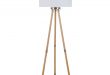 Wood Tripod Floor Lamp with White Shade- 69-in