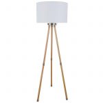 Wood Tripod Floor Lamp with White Shade- 69-in
