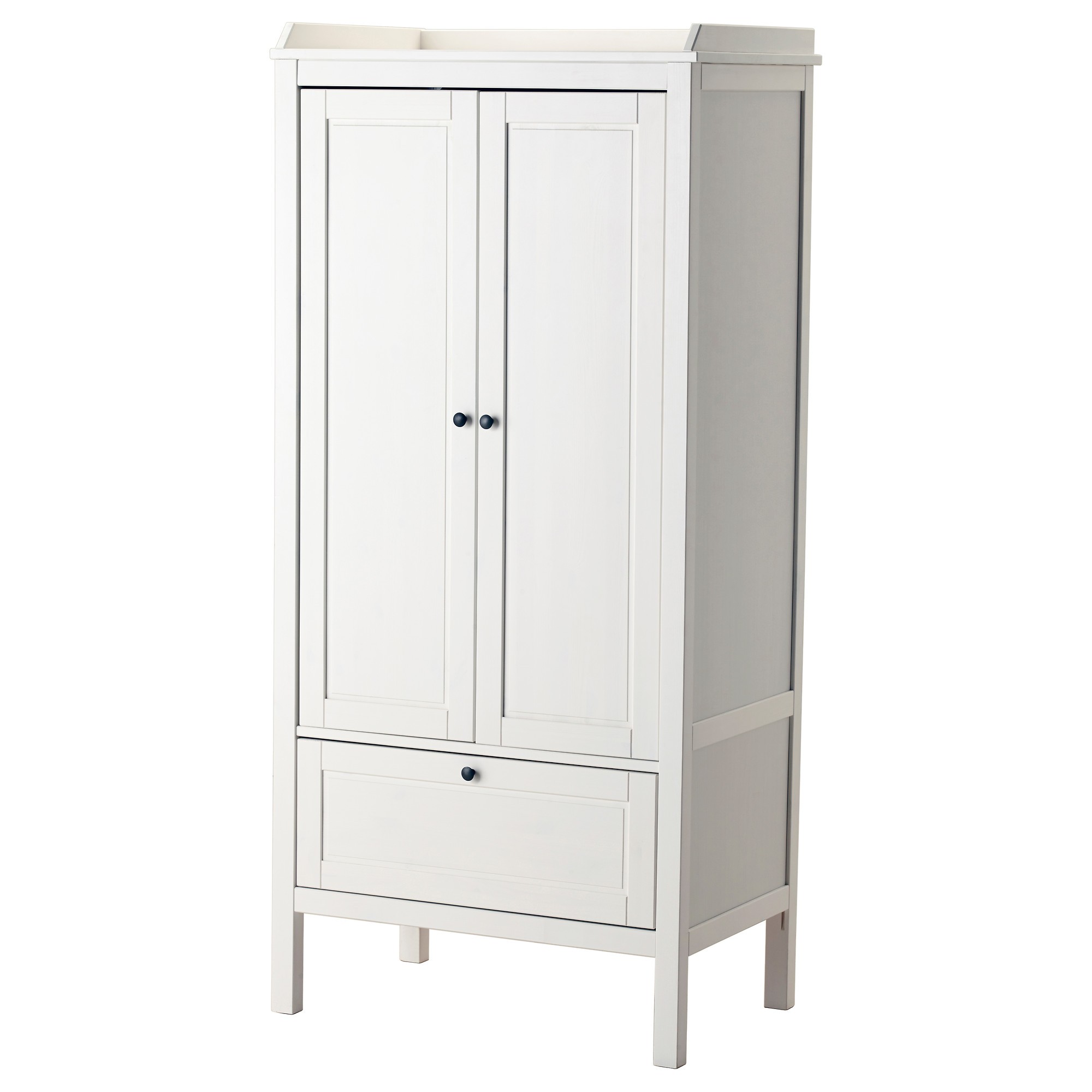 Furniture. white wooden Wardrobe with doors and single drawer also four  legs. Contemporary Idea