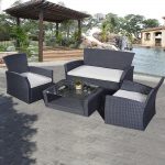 Goplus 4PCS Outdoor Patio Furniture Set Wicker Garden Lawn Sofa Rattan  6952938332712 | eBay