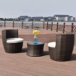 Tangkula 3 Piece Patio Furniture Set Wicker Rattan Outdoor Patio  Conversation Set with 2 Cushioned Chairs & End Table Backyard Garden Lawn  Chat Set