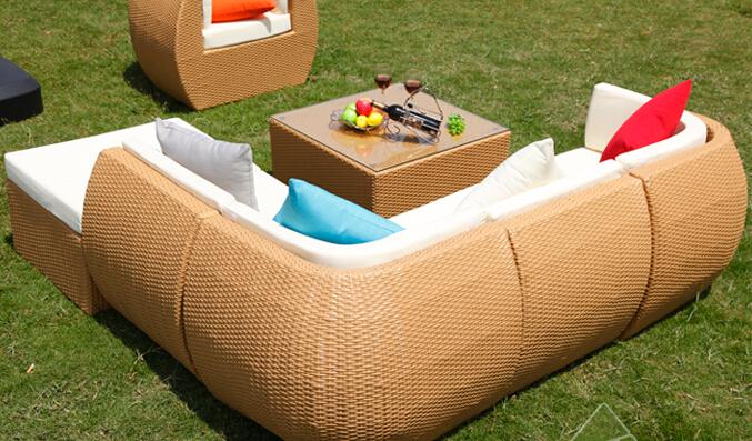 US $1299.0 |Rattan Outdoor Sofa Set 6 Seat Garden Furniture with Table  Chiar Rattan Sofa Set Wicker Patio Outdoor Furniture Set HFA011-in Garden  Sofas