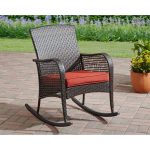 Click Thumbnail to Enlarge. Cushioned wicker rocking chair
