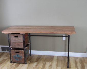 Sturdy Statements Customizable Reclaimed Wood Desk With (Optional) Drawers