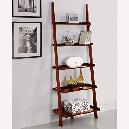 Wood leaning ladder bookcase a stylish
  way to organize your books