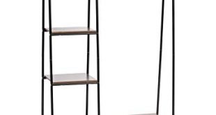 Image Unavailable. Image not available for. Color: IRIS Metal Garment Rack  with Wood Shelves