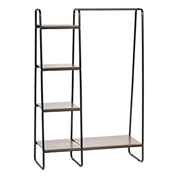 Image Unavailable. Image not available for. Color: IRIS Metal Garment Rack  with Wood Shelves