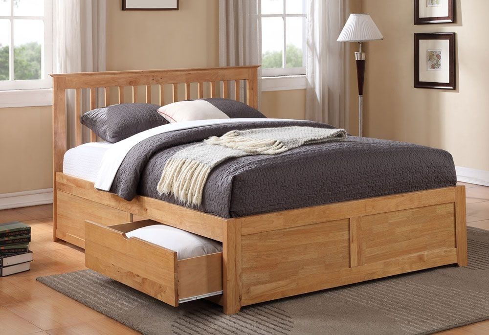 Petra Oak Kingsize Bed Frame With 2 Drawers