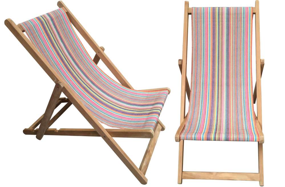 Rainbow Multi Striped Deckchairs | Wooden Folding Deck Chairs Mahjong  Stripes