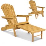 Best Choice Products Outdoor Wood Adirondack Chair Foldable w/ Pull Out  Ottoman Patio Deck Furniture