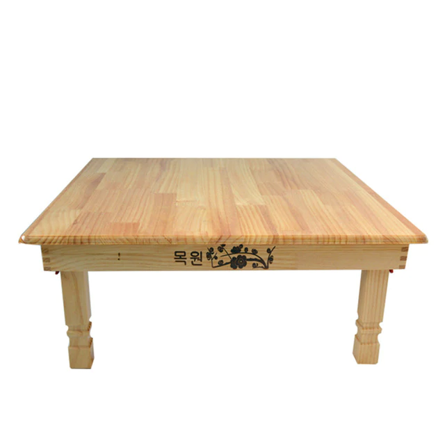 Square Korean Folding Table Natural Finish Contemporary Style Living Room  Furniture Floor Tea Table For Dining Kang Table Wooden