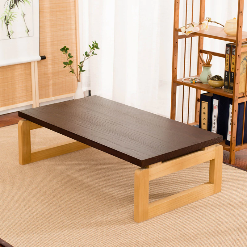 Modern Style Coffee Table Wooden Legs Foldable Rectangle 110/120cm  Multi-function Wood Tea Table for Living Room Cocktail Table
