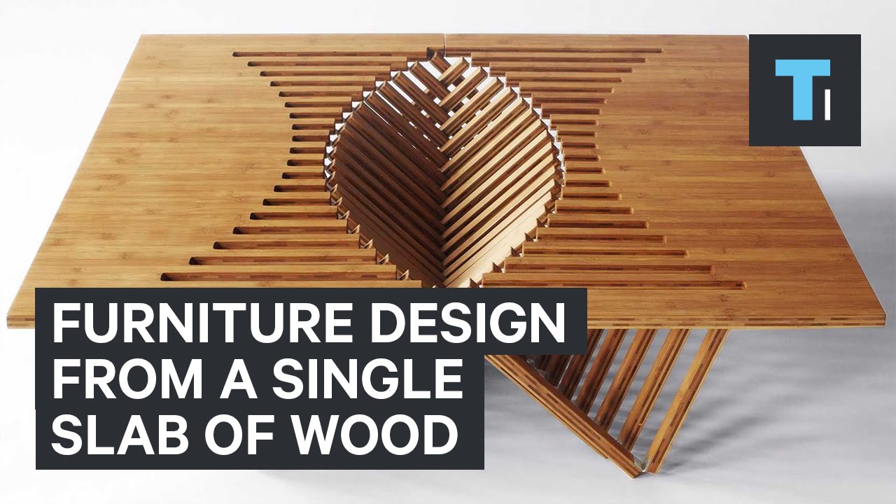 Furniture design from a single slab of wood