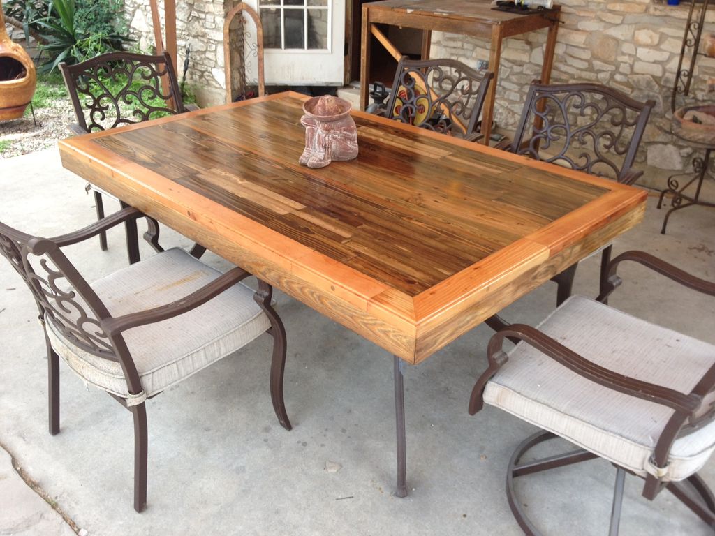 Picture of Patio Tabletop Made From Reclaimed Deck Wood