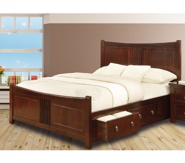 Sweet Dreams Curlew Wild Cherry 5ft King Size Wooden Bed Frame with Under Bed  Drawers