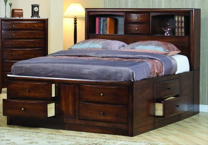 Wooden King Size Bed Frame With Drawers