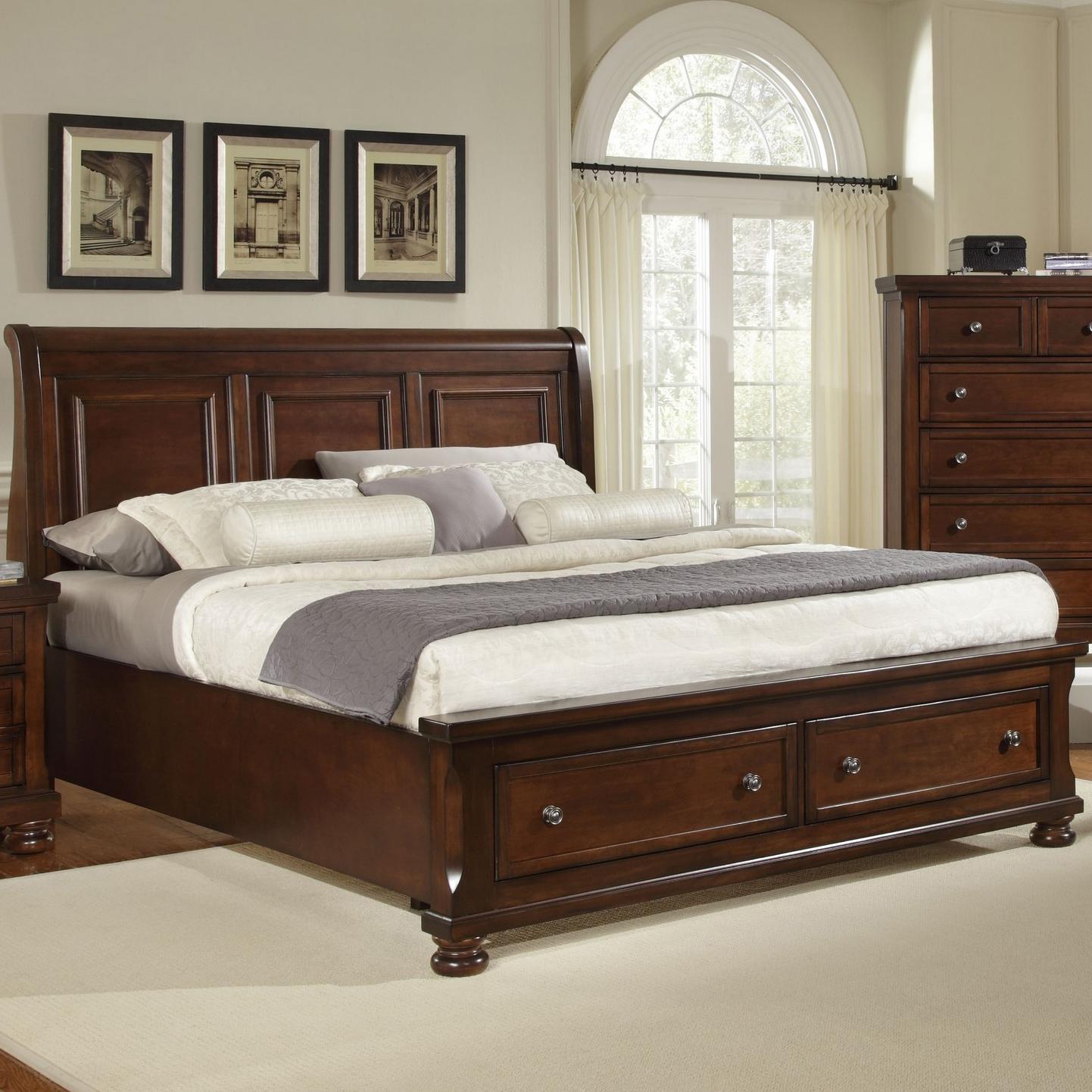 Vaughan Bassett Reflections King Storage Bed With Sleigh Headboard Within Frames  Drawers Decor 19