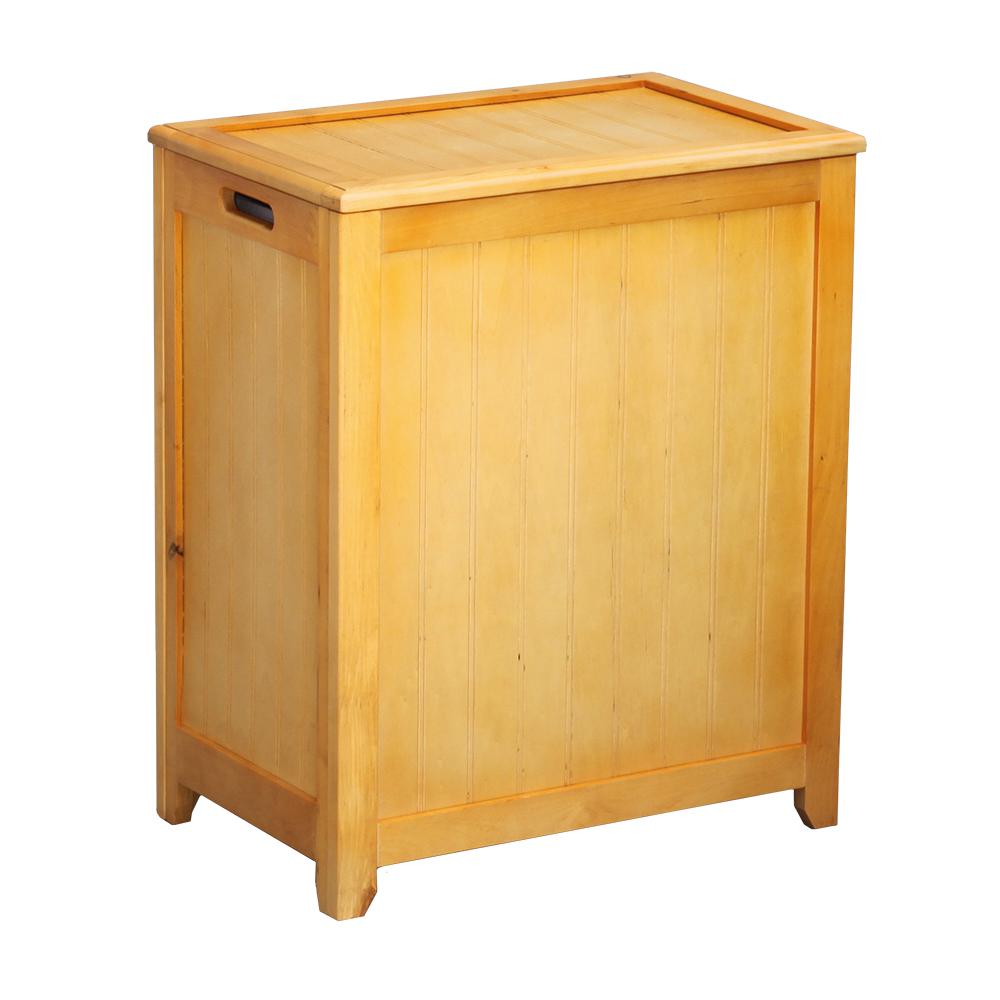 Rectangular Wood Laundry Hamper with Interior Bag