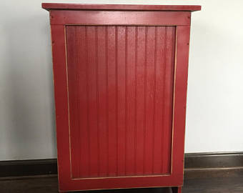 Primitive Wood Laundry Hamper, or Blanket Storage Cabinet