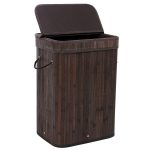 Traveller Location: SONGMICS Bamboo Laundry Hamper Storage Basket Foldable Dirty  Clothes Bin Box with Lid Handles and Removable Liner Rectangular 72L Brown  ULCB10B: