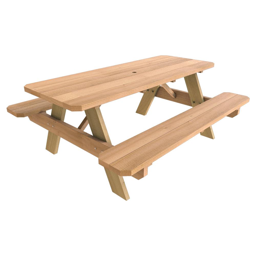 Wooden picnic tables to enjoy your day