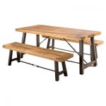 Catriona 3pc Acacia Wood Picnic Table - Teak Finish - Christopher Knight  Home