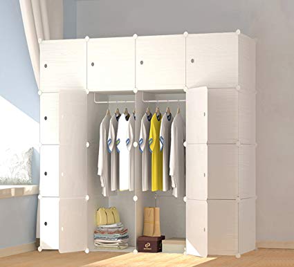 Traveller Location: JOISCOPE MEGAFUTURE Wood Pattern Portable Wardrobe Closet for  Hanging Clothes, Combination Armoire, Modular Cabinet for Space Saving,