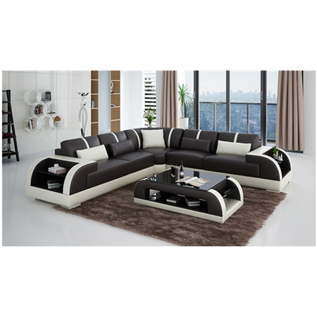 2018 Foshan Chinese Top Grain Leather wooden sofa set designs set di