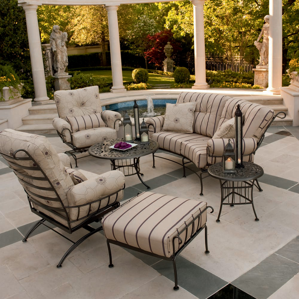 Woodard Terrace 6 Piece Patio Lounge Set - WOODARD-TERRACE-LOUNGE6. Terrace Wrought  Iron 6 Piece Patio Furniture