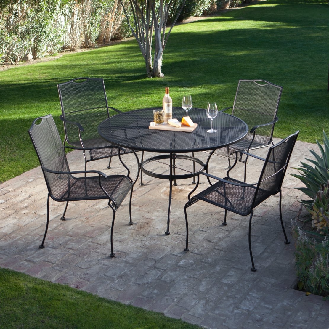 5-Piece Wrought Iron Patio Furniture Dining Set - Seats 4 |  Traveller Location